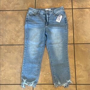 Time and Tru Light Blue Cropped Jeans with Distressed Hem